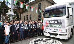 KARDEŞLİK TIRLARI TRABZON’DAN GAZZE’YE UĞURLANDI
