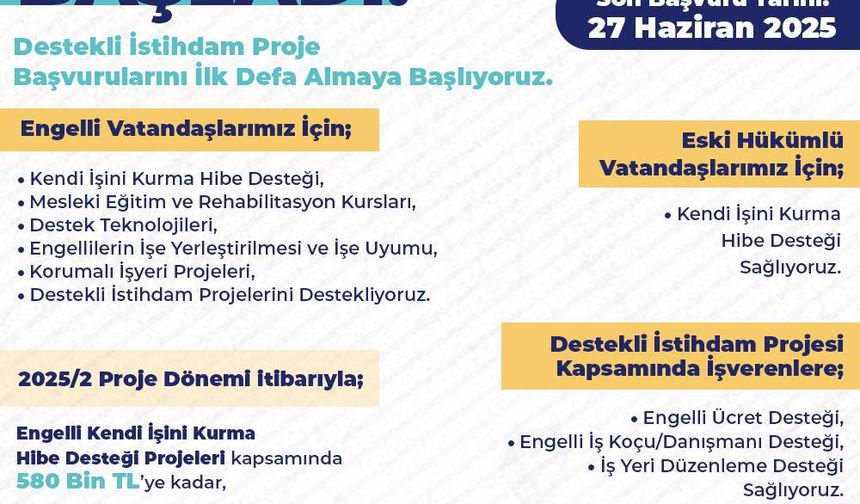 TRABZON’DA ENGELLİ VE ESKİ HÜKÜMLÜLER İÇİN PROJE BAŞVURULARI BAŞLADI: SON GÜN 27 HAZİRAN!